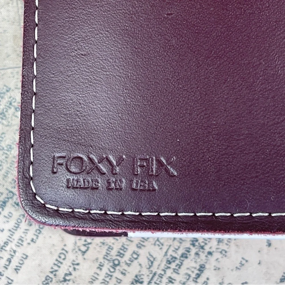 Foxy Fix Handcrafted Burgundy Wine Leather Traveler’s Notebook Cover Made USA